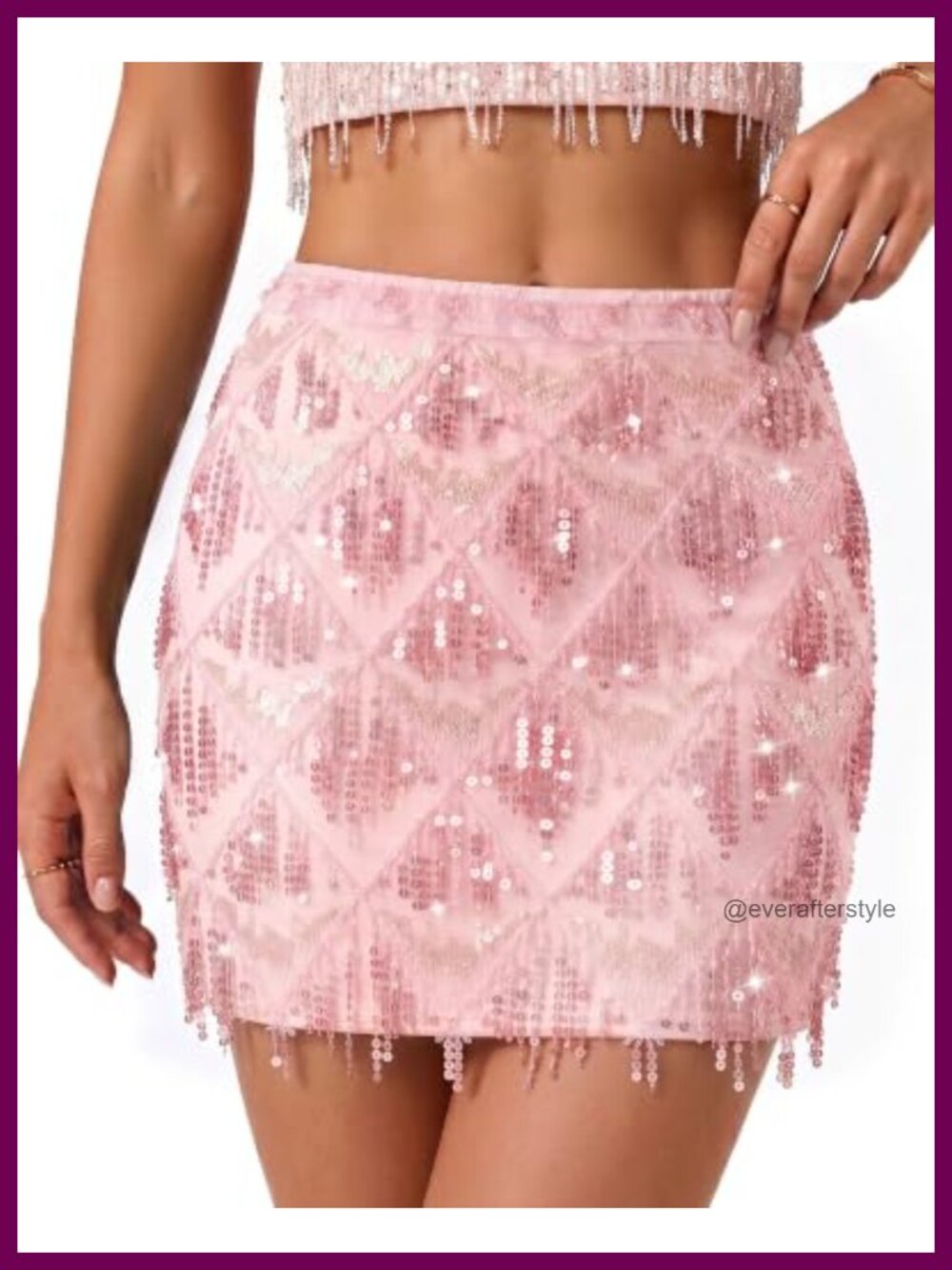 Sequin Fringe Mini Skirt Bodycon Stretchy Sparkle Tassel Dance Rave Club
